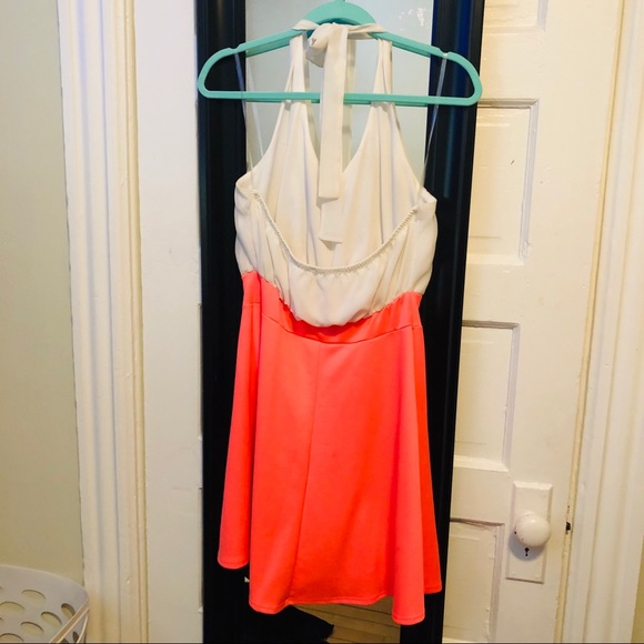 White/Pink Halter Dress - Picture 2 of 3